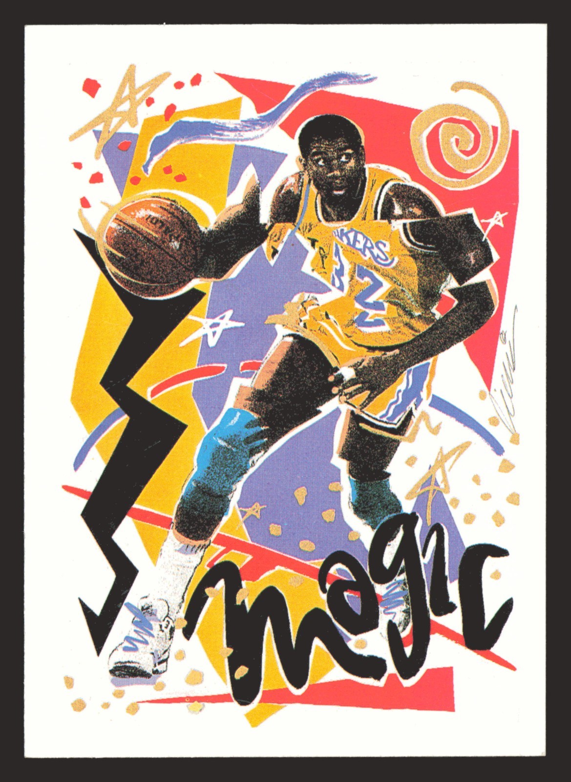Magic Johnson Team Checklist Error 1990-91 Hoops #367 TC UER Los Angeles Lakers