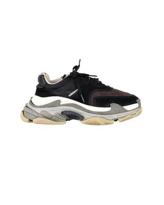 Balenciaga Triple S Sneaker in Schwarz und Wildleder Herren Burgund Größe 39