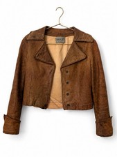 Vintage 70s Braums Women  s Cropped Leather Jacket Distressed Boho Western XS