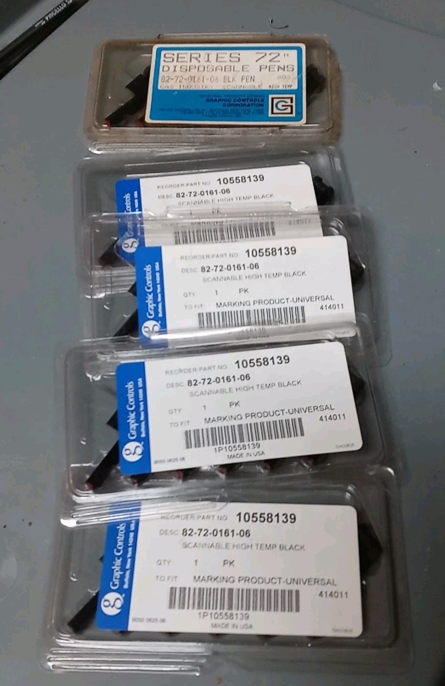 Graphic Controls 82-72-0161-06 Scannable High Temp Black Chart Pens (6) Qty 1 Pk