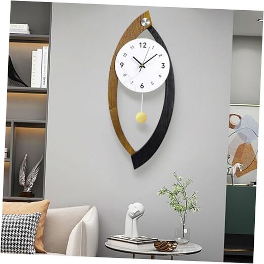 23.6 x 9.8inch Decorative Wall Clocks with Pendulum, Large O - a Symmetry Shape