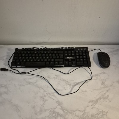 Mafiti Rainbow Backlit Gaming Keyboard Mouse Set Mechanical Feel UK Layout PC