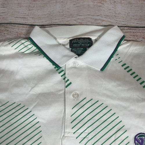 Wimbledon Kent & Curwen Mens Tennis Polo Shirt XL White Green Racket Cotton NWT - Picture 4 of 11
