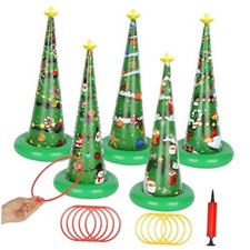 5 Pack Inflatable Christmas Tree Ring Toss Game,Christmas Party Games for