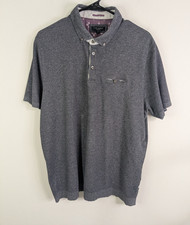 Ted Baker Polo Shirt Men's 7 Gray Short Sleeve Stretch Casual Preppy