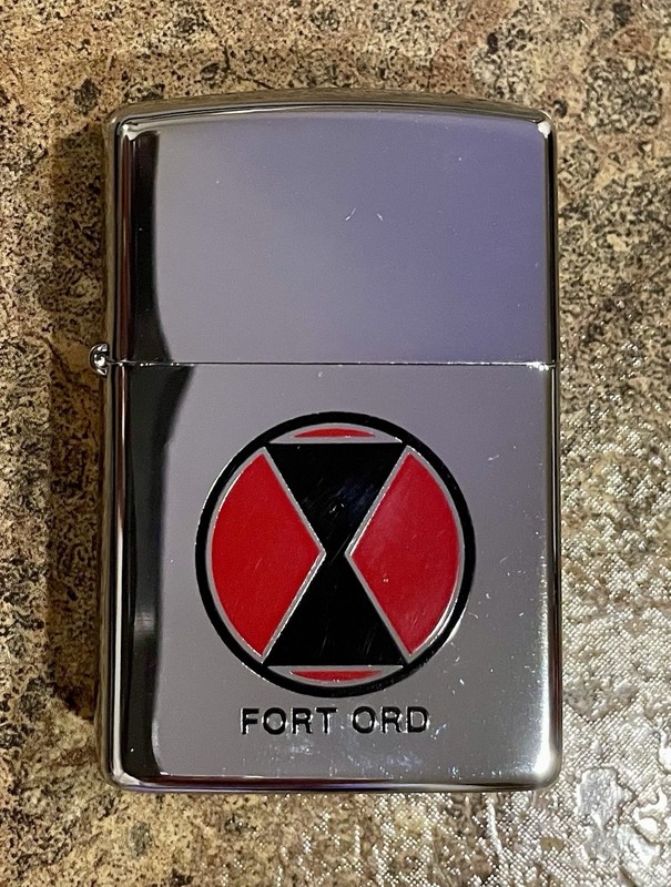 Zippo Collectible Genuine Fort Ord High Polish Chrome Lighter EXC