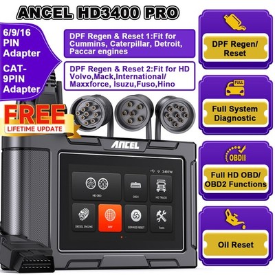 ANCEL HD3400 PRO Heavy Duty Truck Scanner Diesel All Systems Diagnostics DPF