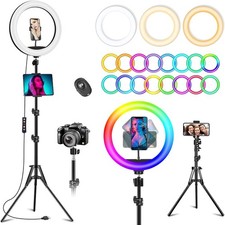 10.3" Selfie Ring Light with 73" Tripod Stand  Phone/iPad Holder - 96 RGB Modes