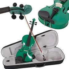 New Green Color 4/4 Full Size School Acoustic adult Violin with Case Bow Rosin