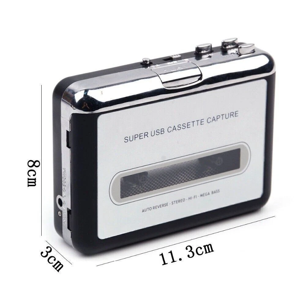Capture Cassette to PC Cassette Recorder, Portable Cassette Tape MP3 CD Converter USB Cassette Recorder