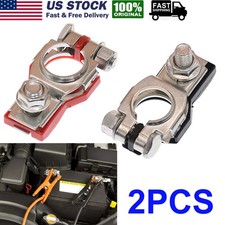 2 CAR BATTERY TERMINAL CONNECTOR TOP POST POSITIVE NEGATIVE HEAVY DUTY UNIVERSAL