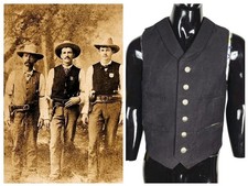 1900s Western Cowboy Denim Genuine Buffalo Nickel Button Waistcoat Vest S/M/L