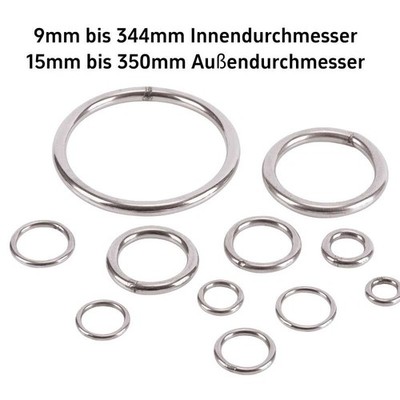 Edelstahl Rundring O-Ring Geschweißt Metallring Schwerlast Massiv 9-344mm ID V2A