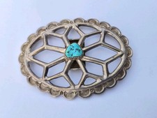 vintage navajo turquoise Concho Belt Buckle Silver