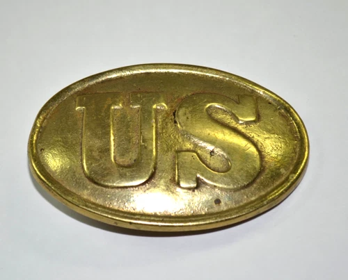 VTG US Military Civil War Union Reproduction Brass Hook Belt Buckle Estate Find