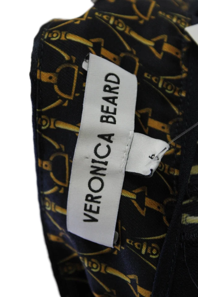 Pantalones Veronica Barba Mujer Estampado Gráfico Tiro Alto Pierna Recta Azul Marino Talla 6 Foto 4 de 4