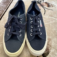  Superga Cotu Classic Unisex Sz 7 Women  s  5 1/2 Men Lace Up Sneakers Navy