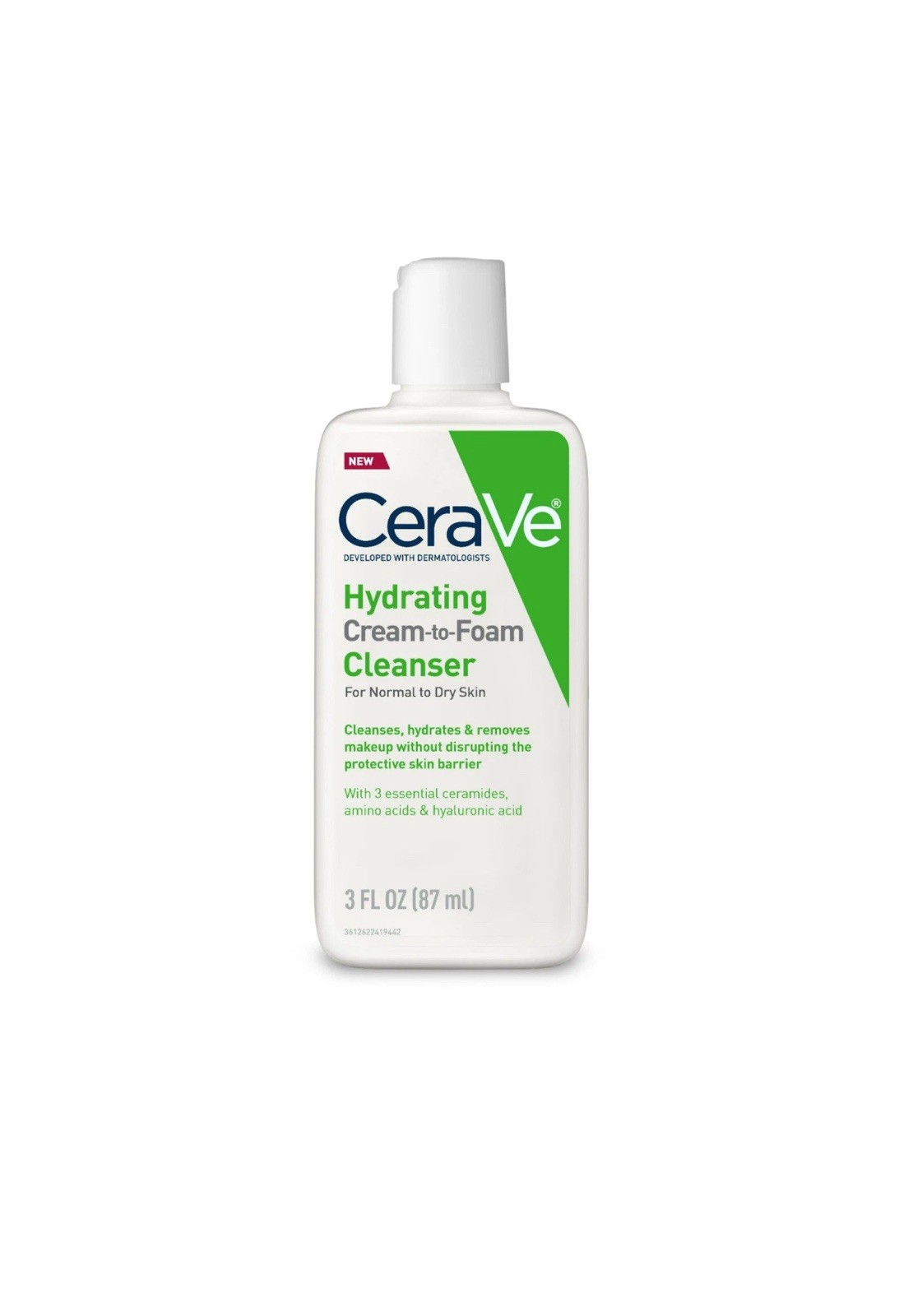 CeraVe Hydrating Cream-to-Foam Travel Facial Cleanser 3 oz