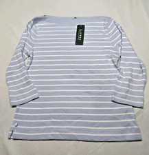 Vtg 90's Lauren Ralph Lauren Baby Blue striped top Shelter Isle High New