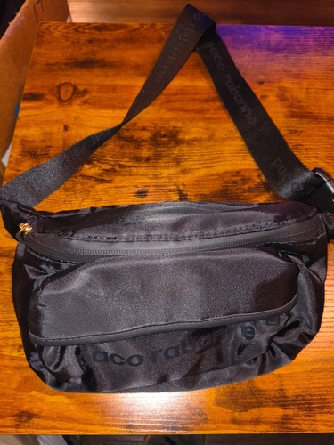 Paco Rabanne Black Nylon Crossbody Bag with Adjustable Strap