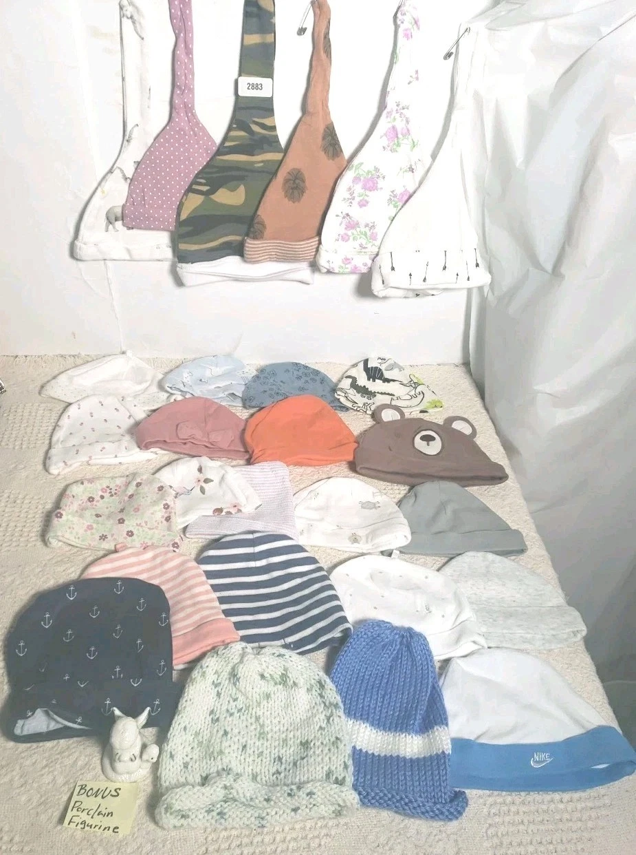Infant Baby Boy Girl Hats Beanies 0-12 Months Lot Of 27 Items Bonus Figures
Opens in a new window or