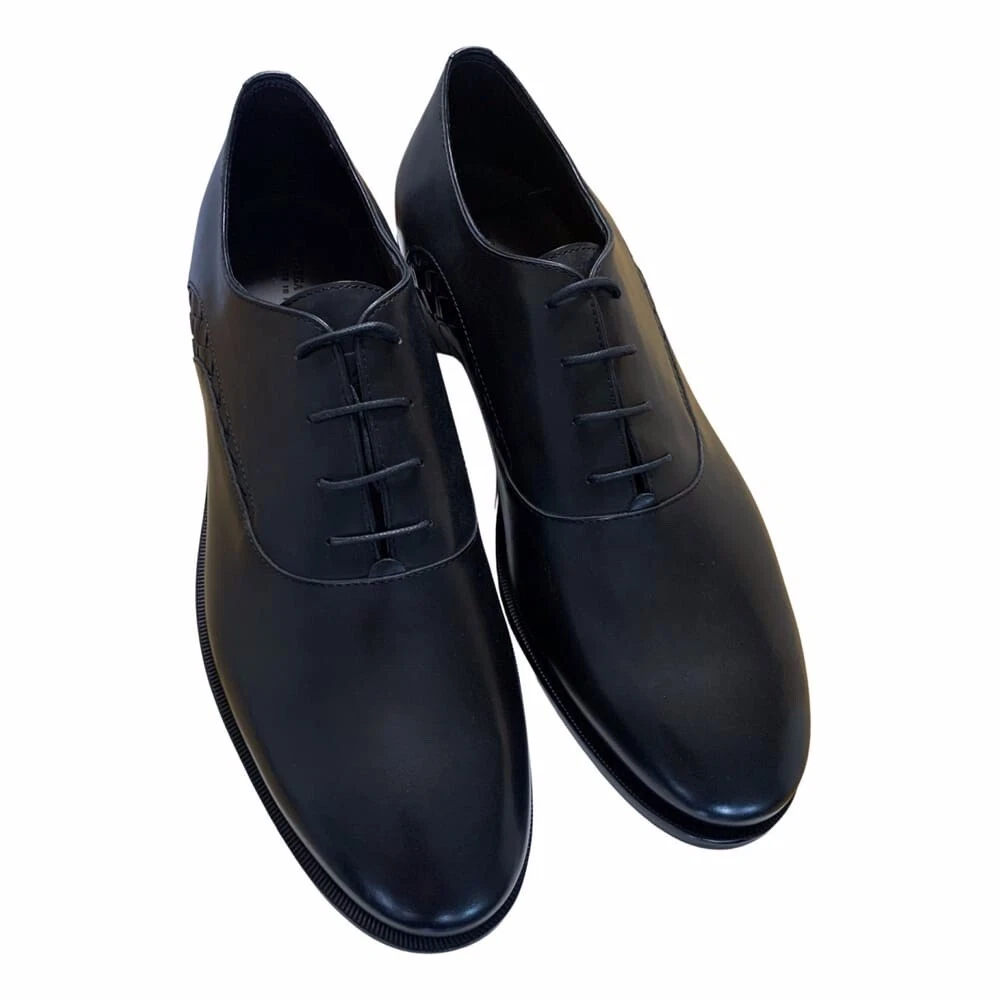 $890 Bottega Veneta Mens Dress Shoes Leather Black Oxford Lace Up ef2023