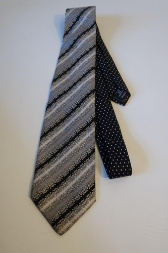 Mens Gianni Versace Black, Silver Print Tie * - Picture 3 of 4