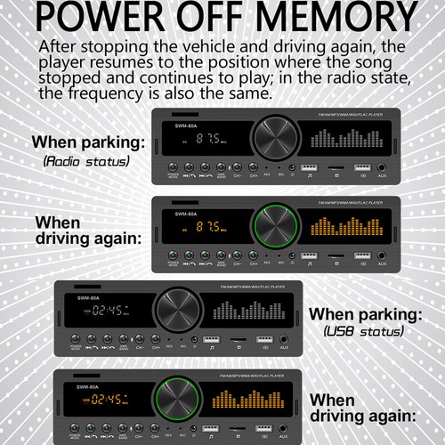 Durable 12V 1Din Car Bluetooth MP3 Radio Player Stereo Audio In-Dash FM/USB/SD - Bild 14 von 22
