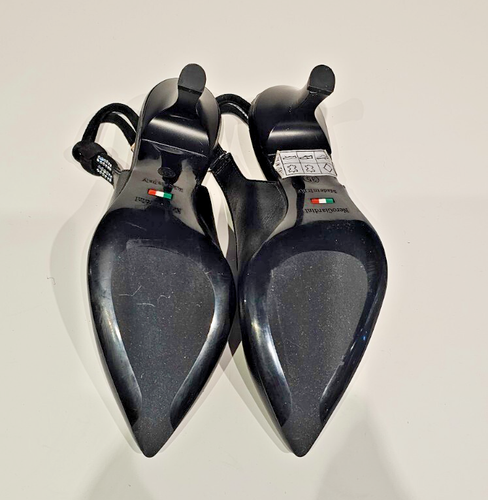NeroGiardini slingback in pelle nera con tacchi strass TAGLIA EU 35; US 5 - Foto 8 di 8