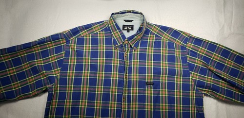 Vintage Woods & Gray Mens Dress Shirt L Large Blue Plaid Long Sleeve Button Up - Picture 8 of 11