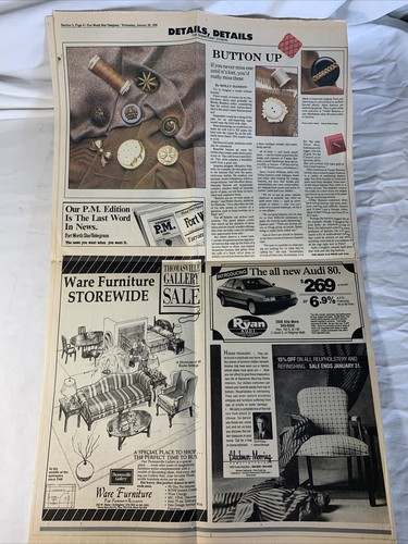 Ft Worth Star Telegram ~ Jan 20 1988 ~ Image Section  His and Hers ( Mac Churchi - Afbeelding 2 van 3