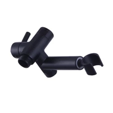 Black Metal Shower Arm Diverter with Handshower Mount for Hand Held Showerhead