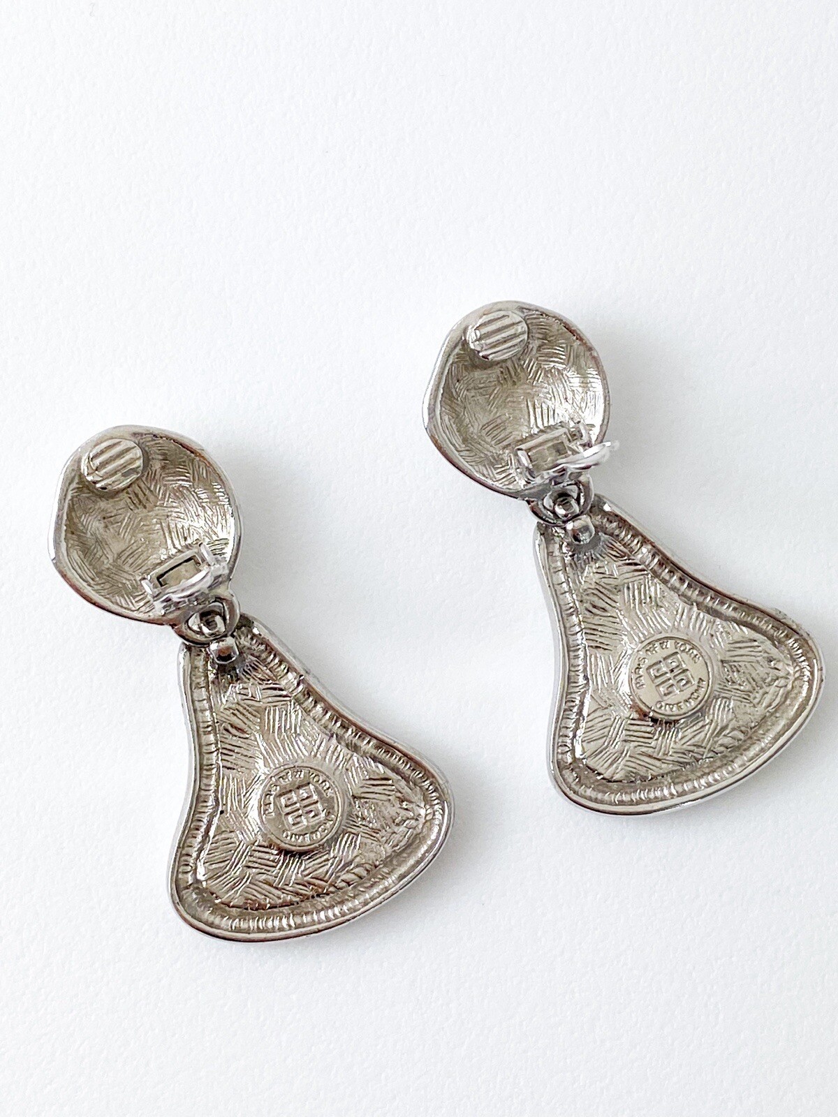 VINTAGE GIVENCHY PARIS DANGLE EARRINGS SILVER TON… - image 5