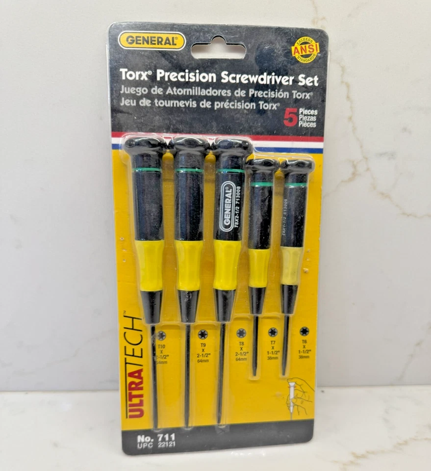 NEW GENERAL TOOLS  711 5 PIECE TORX SCREWDRIVER ULTRA TECH SET CUSHIONED GRIP - Image 2 of 3
