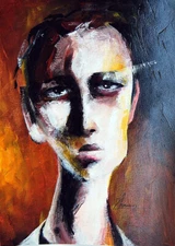 ORIGINAL Portrait EXPRESSIVE ART acrylic painting MODERN ABSTRACT mystical FACE