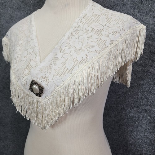 Shoulder Shawl Women Collar Western Cowgirl Square Dancing White Fringe Lace