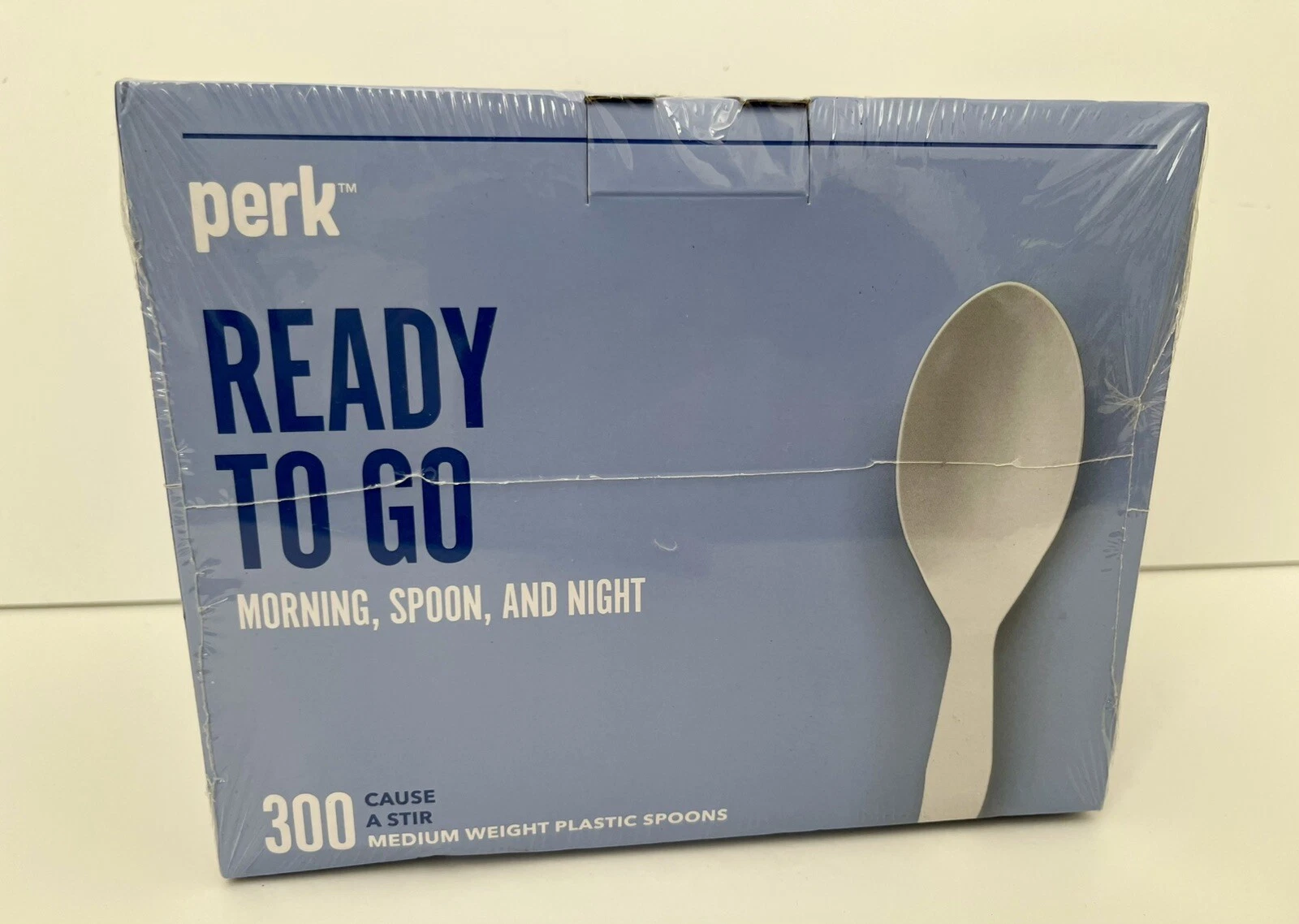 300 pk Plastic Spoon, Medium-Weight, White SEALED PACK PERK