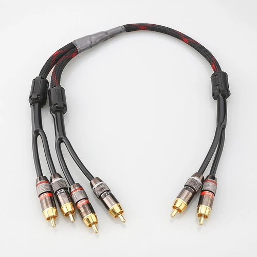2RCA Male to 4 RCA Male Dual Y Speaker Adapter Wire Stereo HiFi Video Audio Wire - Picture 2 of 9