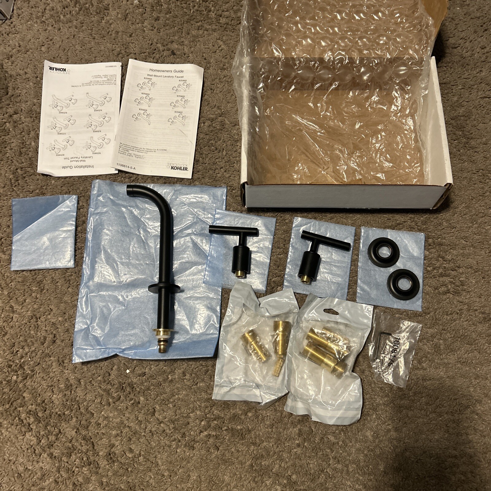 Kohler T14414-4-BL Wall Mount Faucet Trim In Matte Black! AS-IS! READ/SEE!