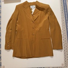 Silk Boutique Jacket Womens Size Large Gold Button Front Silk Blazer New VTG