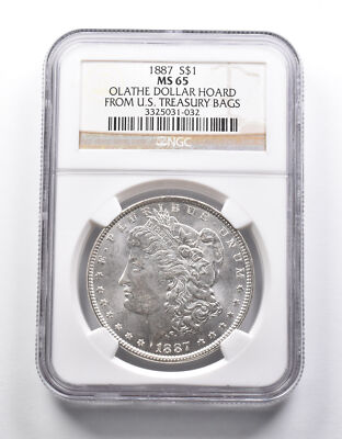 MS65 1887 Morgan Silver $1 Olathe Dollar Hoard from US Treasury