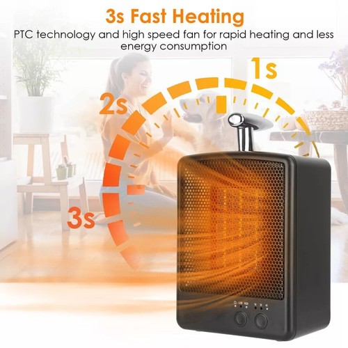 1000W Electric Space Heater Portable Ceramic Room Desk Heater Personal Fan Timer - Bild 3 von 10