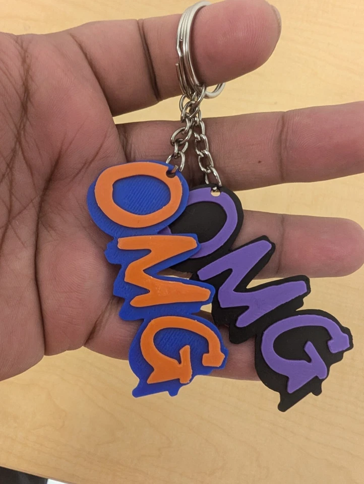 New York Mets OMG Oh My God Keychain 3D Printed 2 Pack blue Orange/Purple Black - Image 2 of 2