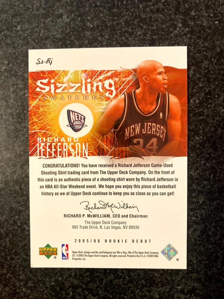 2005-06 Upper Deck Rookie Debut Sizzling Swatches Richard Jefferson #Ss-Rj B21 - Image 2 of 2