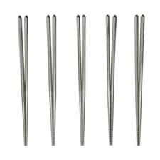 5 Pairs 9'' Reusable Stainless Steel Chopsticks  