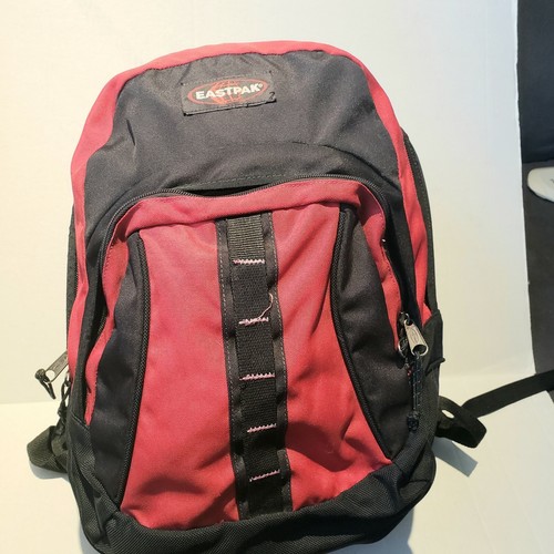 EASTPAK Backpack Vintage Red/Black Made USA Canvas Bookbag 90s @B - Picture 7 of 12