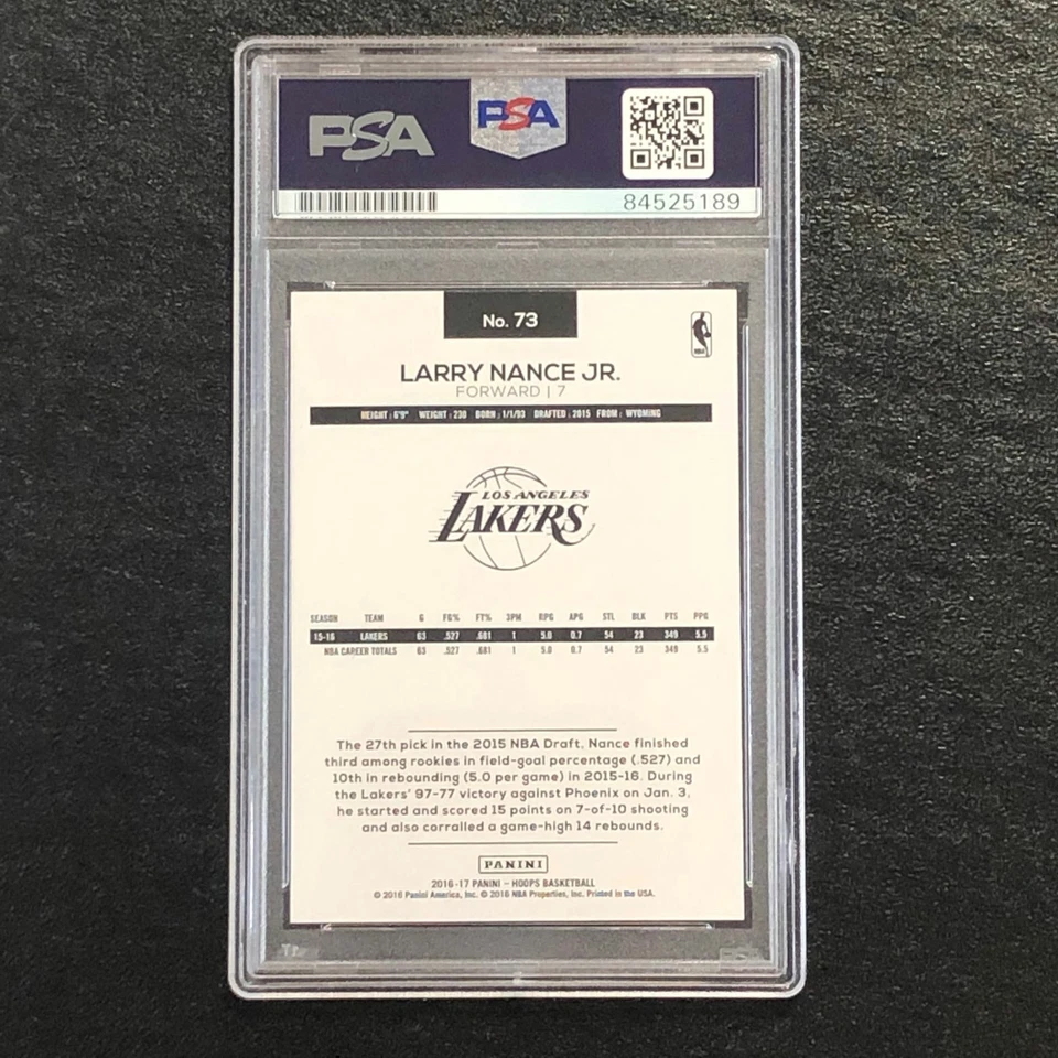 2016-17 NBA Hoops #73 Larry Nance Jr. Signed Card AUTO PSA Slabbed Lakers - Image 2 of 2