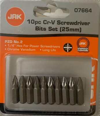 Cr-V Schraubendreher Bit Set 10 x PZ2-25mm 1/4'' SECHSKANT Pozi Schraubendreher/Bohrer