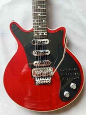 Custom Brian May Red Electric Guitar SSS Tri Sonic Alnico Pickups Double Tremolo