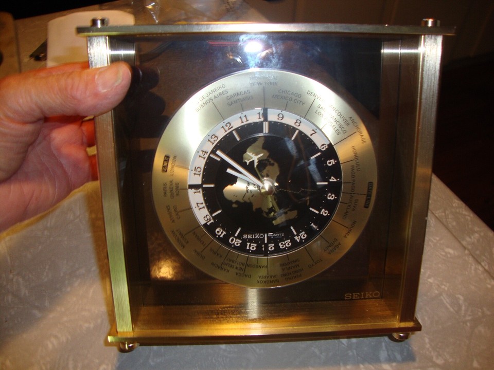 SEIKO World Time Zone Clock Airplane Second Hand Nice eBay